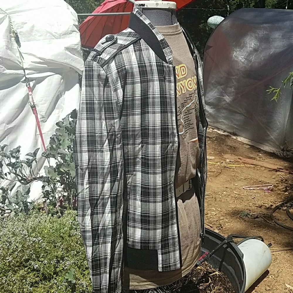 brand new black plaid bomber jacket.